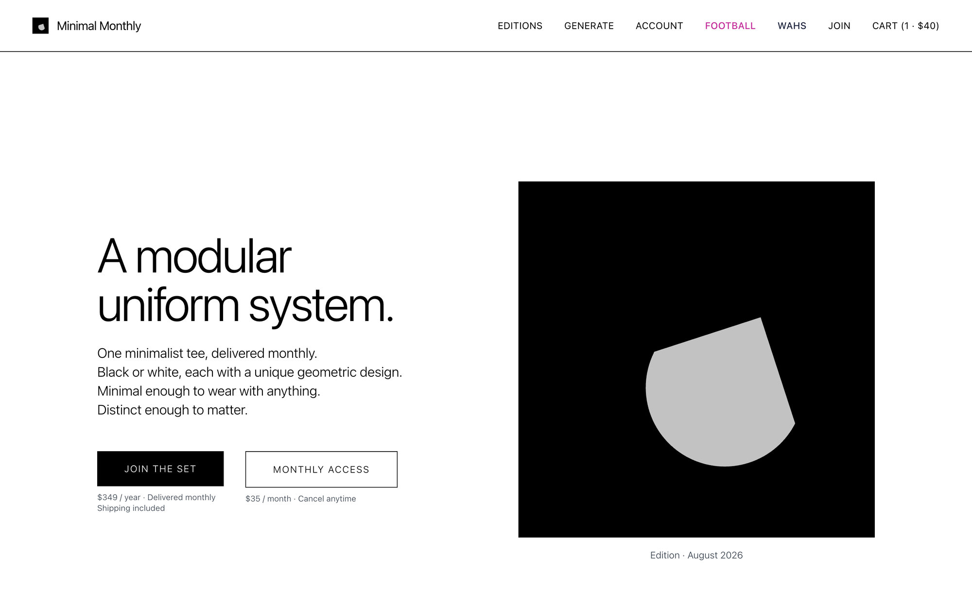 Minimal Monthly website